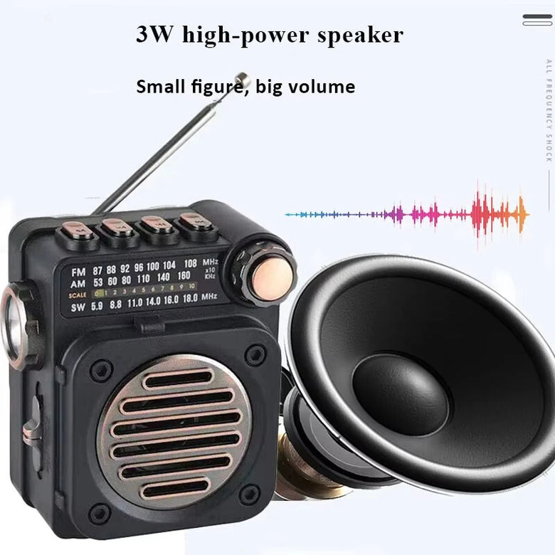 M8 Mini Portable Radio FM AM SW Stereo Pocket Radios Receiver Multifunctional Wireless bluetooth Music Player with LED Flashlight