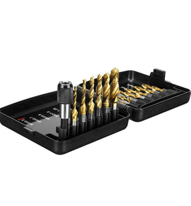 Drillpro 13pcs M3-M10 Metric Screw Thread Tap Drill Bits Set Hex Shank Drill Bit Screw Compound Tap Hand Tools with Joint Rod