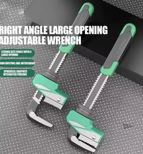 Heavy Duty Adjustable Plumbing Tool High Carbon Steel Right Angle Wrench 80mm Jaw Non Slip Repair Hand Tool