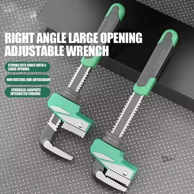 Heavy Duty Adjustable Plumbing Tool High Carbon Steel Right Angle Wrench 80mm Jaw Non Slip Repair Hand Tool