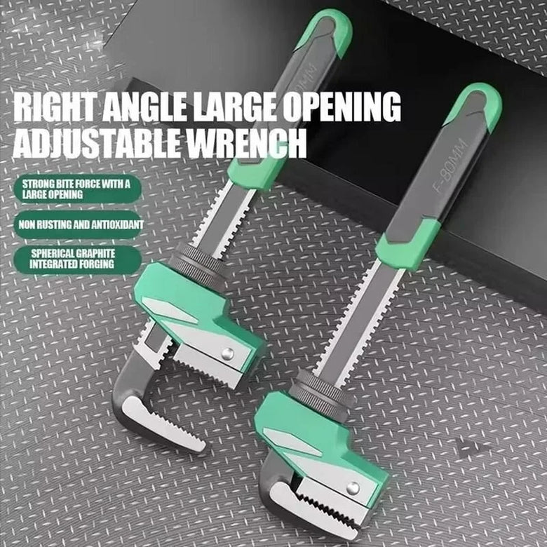 Heavy Duty Adjustable Plumbing Tool High Carbon Steel Right Angle Wrench 80mm Jaw Non Slip Repair Hand Tool