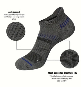 6 Pairs Men's Cotton Sports Ankle Socks Anti Odor Sweat Absorbent Breathable Outdoor Cycling Travel Athletic Short Socks Comfortable