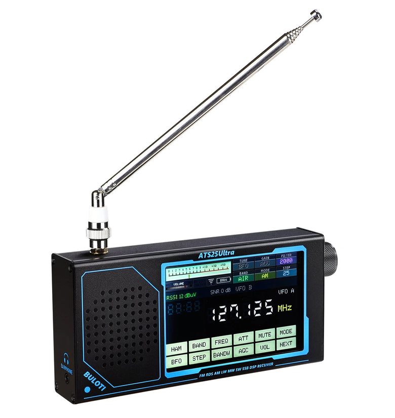 ATS25 Ultra Bluetooth Radio Receiver Wide Frequency Coverage 118-214 MHz FM LW MW SW SSB Air Band Multi-Mode Decoding Portable Rechargeable Low Noise Amplifier