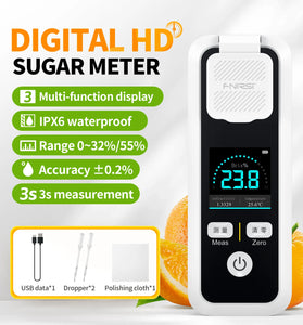 FNIRSI JBM-10 JBM-20 Digital Brix Refractometer 0-32% 0-55% Brix High Precision 0.2% IPS Display Type-C Charging For Fruit Sugar Testing