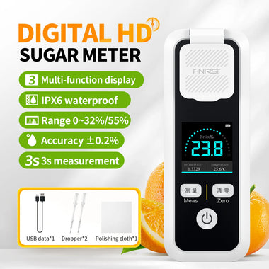 FNIRSI JBM-10 JBM-20 Digital Brix Refractometer 0-32% 0-55% Brix High Precision 0.2% IPS Display Type-C Charging For Fruit Sugar Testing