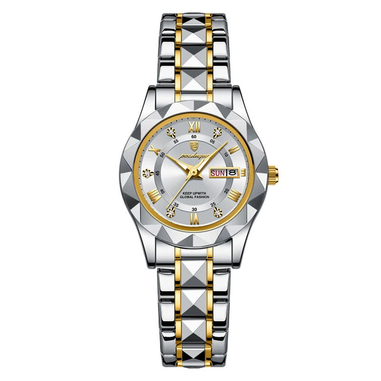POEDAGAR Women Luxury Watch Luminous Waterproof Quartz Watch Analog Calendar Business Wrist Watch Date Watch Stainless Steel Ladies Wristwatch