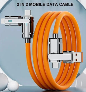 4-in-1 120W USB-A/Type-C to iP/Type-C Cable Fast Charging Data Transmission Copper Core Line 1M/1.5M Long for iPhone 15 14 13 for Samsung Galaxy S24 for Huawei Pura 70 Ultra for Xiaomi Civi 4Pro