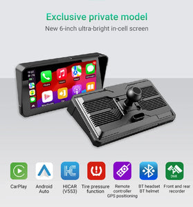 YUEHOO M790 M792 Motorcycle Smart Screen 6Inch IPS Touch Screen 1440*720 Resolution 1000NIT Brightness Bluetooth V5.0  WiFi 2.4+5G Wireless Carplay Huawei Hicar IPX8 Waterproof