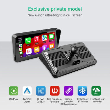 YUEHOO M790 M792 Motorcycle Smart Screen 6Inch IPS Touch Screen 1440*720 Resolution 1000NIT Brightness Bluetooth V5.0  WiFi 2.4+5G Wireless Carplay Huawei Hicar IPX8 Waterproof