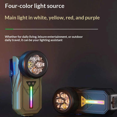 SEEKNITE K370 Magnetic LED Keychain with 4 Color LED Headlamp Gesture Control 90 Rotation Waterproof Design Type-C Rechargeable Camping Flashlight