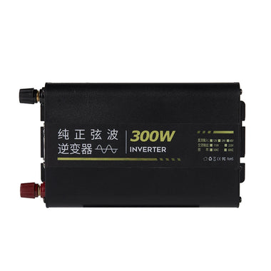 300W Pure Sine Wave Power Inverter 12V 24V to 220V AC Aluminum Alloy Case with Cooling Fan Remote Control High Efficiency 90% for Car RV Solar Overload Short Circuit Protection