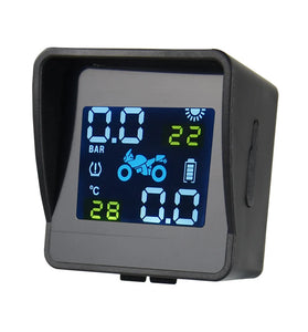 USB Solar Charging Motorcycle TPMS Motor Tire Pressure Tyre Temperature Monitoring Alarm System with 2 External Sensors