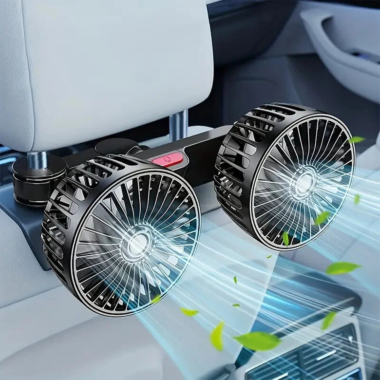 Car Fan 360 3-speed Car Seat Back Cooling Fan USB Charge Dual Head Fan Adjustable Rotation Neck Cooler for Car Home Accessories