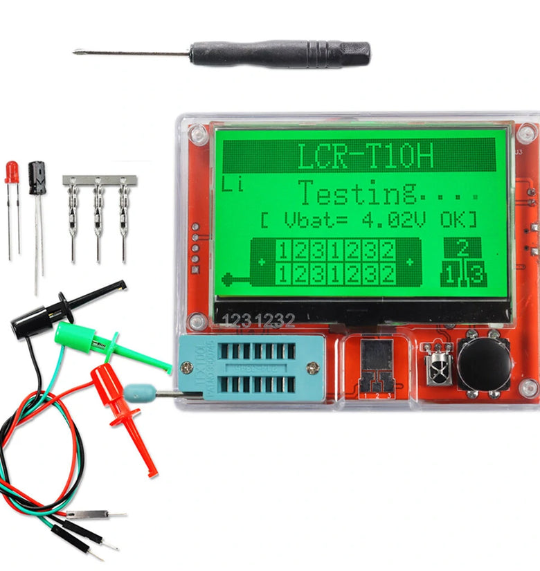 LCR-T10H Transistor Tester Multimeter TFT Display Auto Measurement 3.7V Lithium Battery 25pF-100mF 0.01-50M 80x60x20mm
