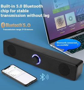 E3511 Wired bluetooth Speaker Desktop Computer Soundbar Dual 52mm Speakers Independent Volume Knob Adjustable USB Powered Speaker Soundbar