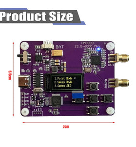 HMC833 6GHz RF Signal Generator 23.5MHz-6000MHz OLED Screen Adjustable Power Module Board