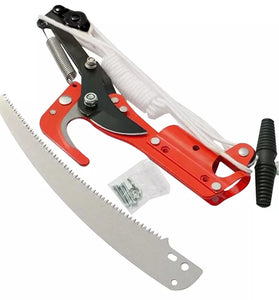 2-in-1 Hand-operated Pruning Saw and High Branch Cutter SK5 Alloy Steel Telescopic Double Pulley Teflon Coated Blade 2cm Cutting Diameter