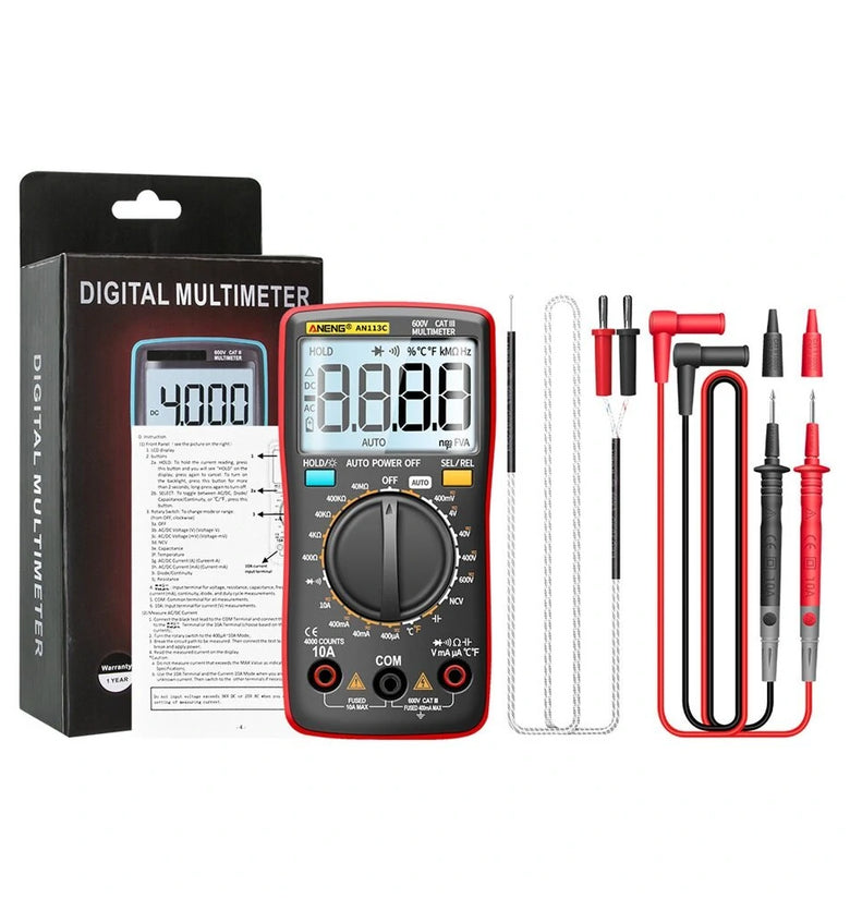 ANENG AN113C Intelligent Auto Measure Digital Multimeter 4000 Counts True RMS LCD Digital Multimeter Portable AC DC Tester Volt Voltmeter Ammeter Ohm Voltage Current Mete