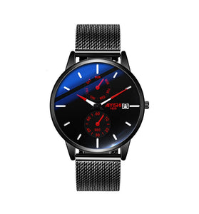 AIYISHI Men Simple Luxury Fashion Quartz Watch Luminous Waterproof Watch Stainless Steel Mesh Strap Sport Watch Fashion Wrist Watches