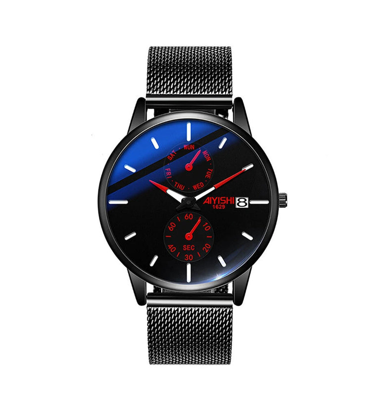 AIYISHI Men Simple Luxury Fashion Quartz Watch Luminous Waterproof Watch Stainless Steel Mesh Strap Sport Watch Fashion Wrist Watches