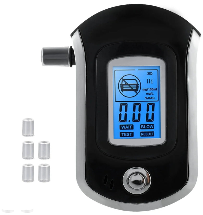 Mini Breath Alcohol Tester Portable Drunk Driving Detector Alcohol Tester with 5 Mouthpieces Professional Digital Breath Breathalyzer LCD Dispaly Driving Breath Alcohol Tester