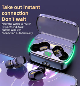 M60 TWS bluetooth 5.3 Earphone 8D Stereo ACC Decoding 400mAh Battery LED Digital Display In-ear Sports Headphone