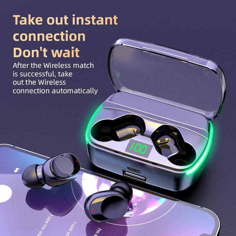 M60 TWS bluetooth 5.3 Earphone 8D Stereo ACC Decoding 400mAh Battery LED Digital Display In-ear Sports Headphone