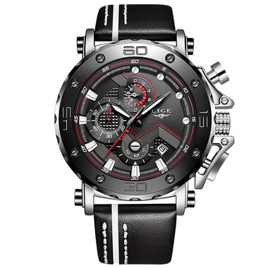 LIGE Men's Luxurious Fashion Quartz Watch Calendar Multifunction Waterproof Watch Chronograph Sport Wristwatch
