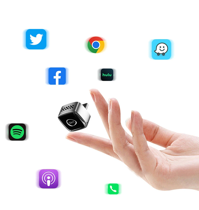 Wooboobox M5 Wireless Carplay Android Auto Box USB / Type-C Port Plug and Play WIFI 5.8G BT5.0 Wired to Wireless Adapter