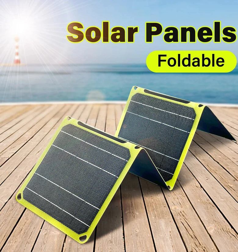 Outdoor Powerful Flexible Solar Panel 5V 28W Portable Battery Mobile Phone Charge PD 9V 12V for USB-A+USB-C Cells Power Bank