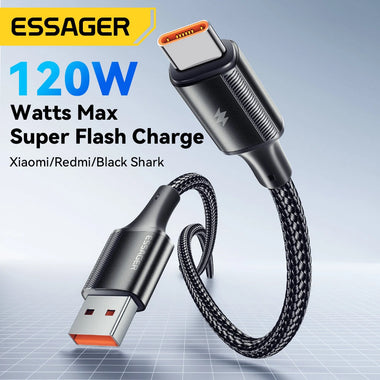 ESSAGER ES-X45 6A 120W USB-A to Type-C Cable Fast Charging Data Transmission Copper Core Line 1M/2M Long for iPhone 15 15 Plus for Samsung Galaxy Z Flod 6 for Xiaomi Civi 4 Pro for Huawei Pura 70 Ultra