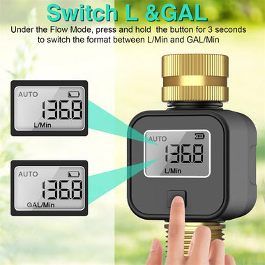 SGS05 TT Smart Irrigation Timer Water Flow Meter Real Time LCD Display Multi Mode Measurement for Garden Lawn Outdoor Water Consumption Efficient Monitoring