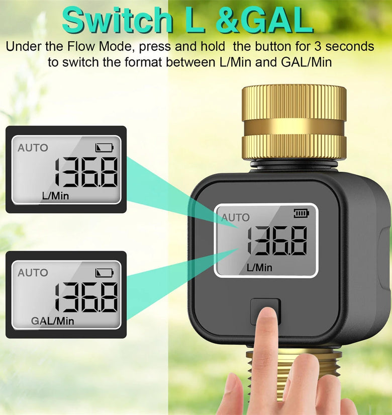 SGS05 TT Smart Irrigation Timer Water Flow Meter Real Time LCD Display Multi Mode Measurement for Garden Lawn Outdoor Water Consumption Efficient Monitoring