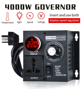 4000W Thyristor Electronic Voltage Regulator 4000W AC110V/220V Wide Control Range with Zero Lag Delay Voltage Absorption Circuit Multiple Protections Adjustable Output