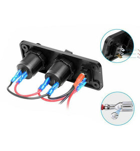 3 in 1 Dual USB Charger LED Voltmeter 12V 24V Power Socket On-Off Switch Panel Black Marine Dual USB Charger Boat Marine Motorcycle Car