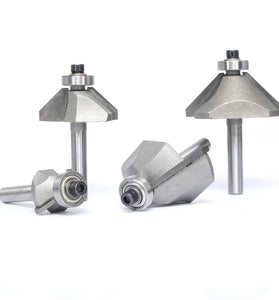 4PCS 45 Degree Chamfer Router Bit Set 1/4" Shank Carbide Tipped 1/4" 1/2" 3/4" 7/8" Bevel Length for Edge Forming Woodworking Tool