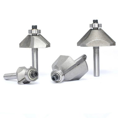 4PCS 45 Degree Chamfer Router Bit Set 1/4" Shank Carbide Tipped 1/4" 1/2" 3/4" 7/8" Bevel Length for Edge Forming Woodworking Tool