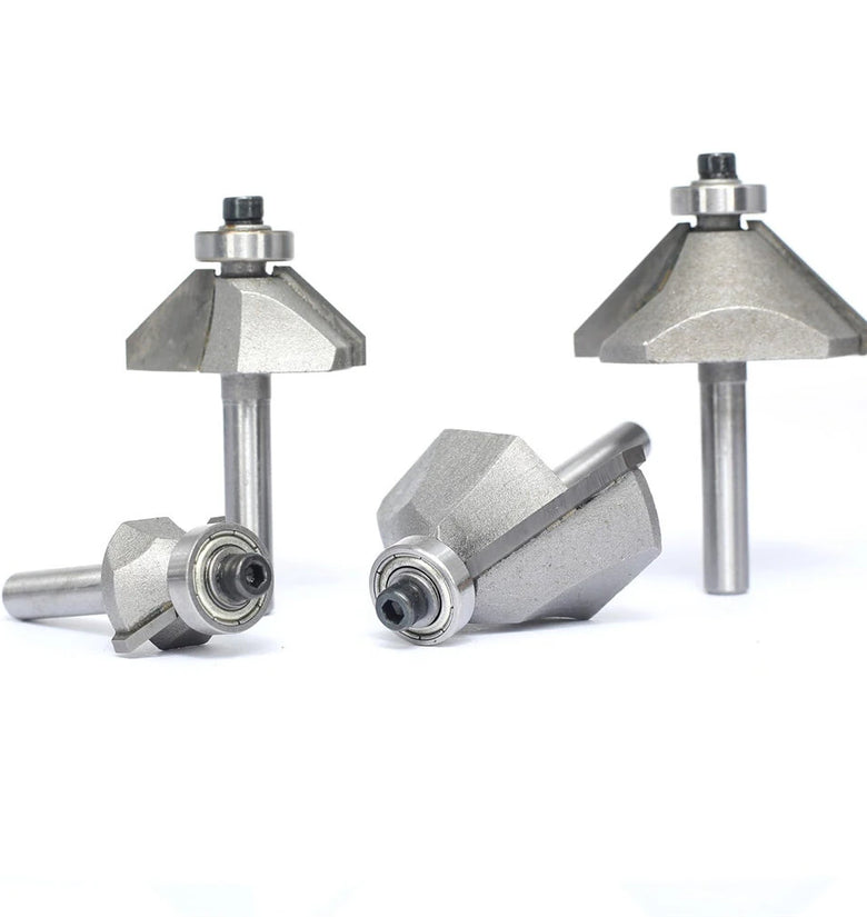 4PCS 45 Degree Chamfer Router Bit Set 1/4