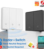 Tuya Zigbe 1/2/3 Gang Smart Wall Light Button Switch with 6M Radar Human Motion Detection Alarm Sensor No/Need Neutral Wire Switch 110-240V Smart Life APP