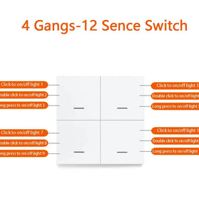 Tuya Smart ZigBee3.0 Switch 4 Gangs Scenario 12 Scenes Switch Push Button Controller Support Home Assistant Zigbee3.0 Gateway Required