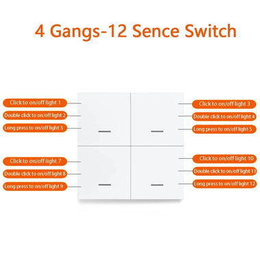 Tuya Smart ZigBee3.0 Switch 4 Gangs Scenario 12 Scenes Switch Push Button Controller Support Home Assistant Zigbee3.0 Gateway Required