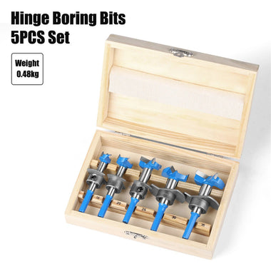 5PCS Hex Shank Hinge Boring Forstner Drill Bit Set Countersink Bit 15-35mm Cutting Diameter Hole Opener Hinge Hole Cutter for Woodworking / Plastic / Plywood