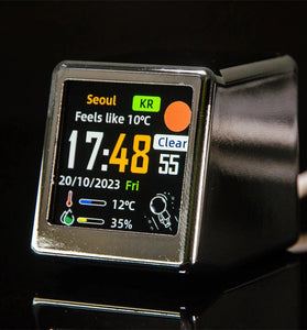 Mini Smart WiFi Weather Forecast Station Clock DIY Cute GIF Animation Display Multiple Theme Selection Convenient Desktop Dcor for Gaming Setup Type-C Powered Easy to Use for All City Worldwide