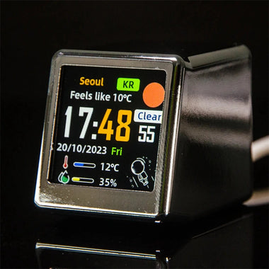 Mini Smart WiFi Weather Forecast Station Clock DIY Cute GIF Animation Display Multiple Theme Selection Convenient Desktop Dcor for Gaming Setup Type-C Powered Easy to Use for All City Worldwide