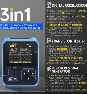 FNIRSI DSO-TC3 Digital Oscilloscope Transistor Tester Function Signal Generator 3 in 1 Multifunction Electronic Component Tester