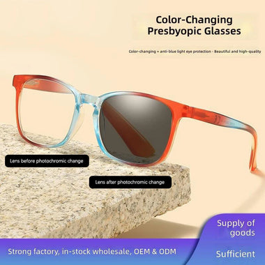 Fashion Progressive Photochromic Reading Glasses Anti-Blue Light HD UV Protection Lightweight Presbyopia Glasses