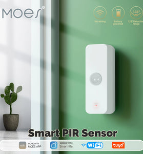 Moes Tuya WiFi Zigbee3.0 Smart PIR Sensor 128 Detection Range Real-time Alerts Scene Linkage Smart Life APP Passive Infrared Sensor