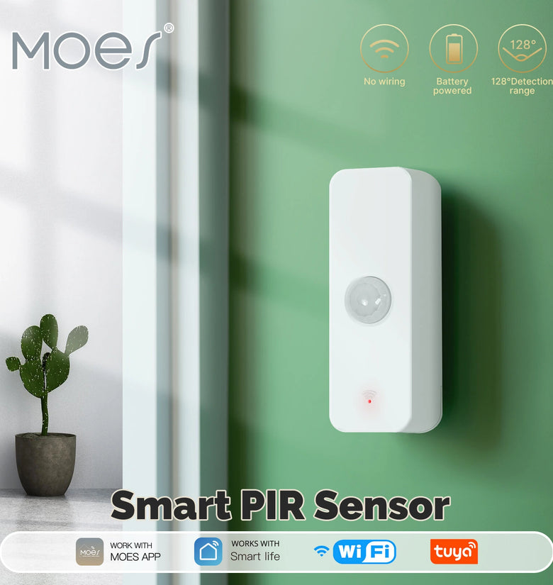 Moes Tuya WiFi Zigbee3.0 Smart PIR Sensor 128 Detection Range Real-time Alerts Scene Linkage Smart Life APP Passive Infrared Sensor