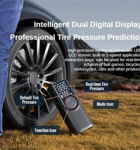 Wireless Tire Inflator Pump Portable Electric Air Compressor 6000mAh Rechargeable Digital Display 150PSI Fast Inflation for Car Motorcycle Bicycle Balls