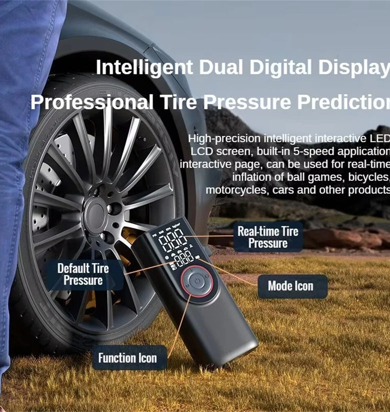 Wireless Tire Inflator Pump Portable Electric Air Compressor 6000mAh Rechargeable Digital Display 150PSI Fast Inflation for Car Motorcycle Bicycle Balls